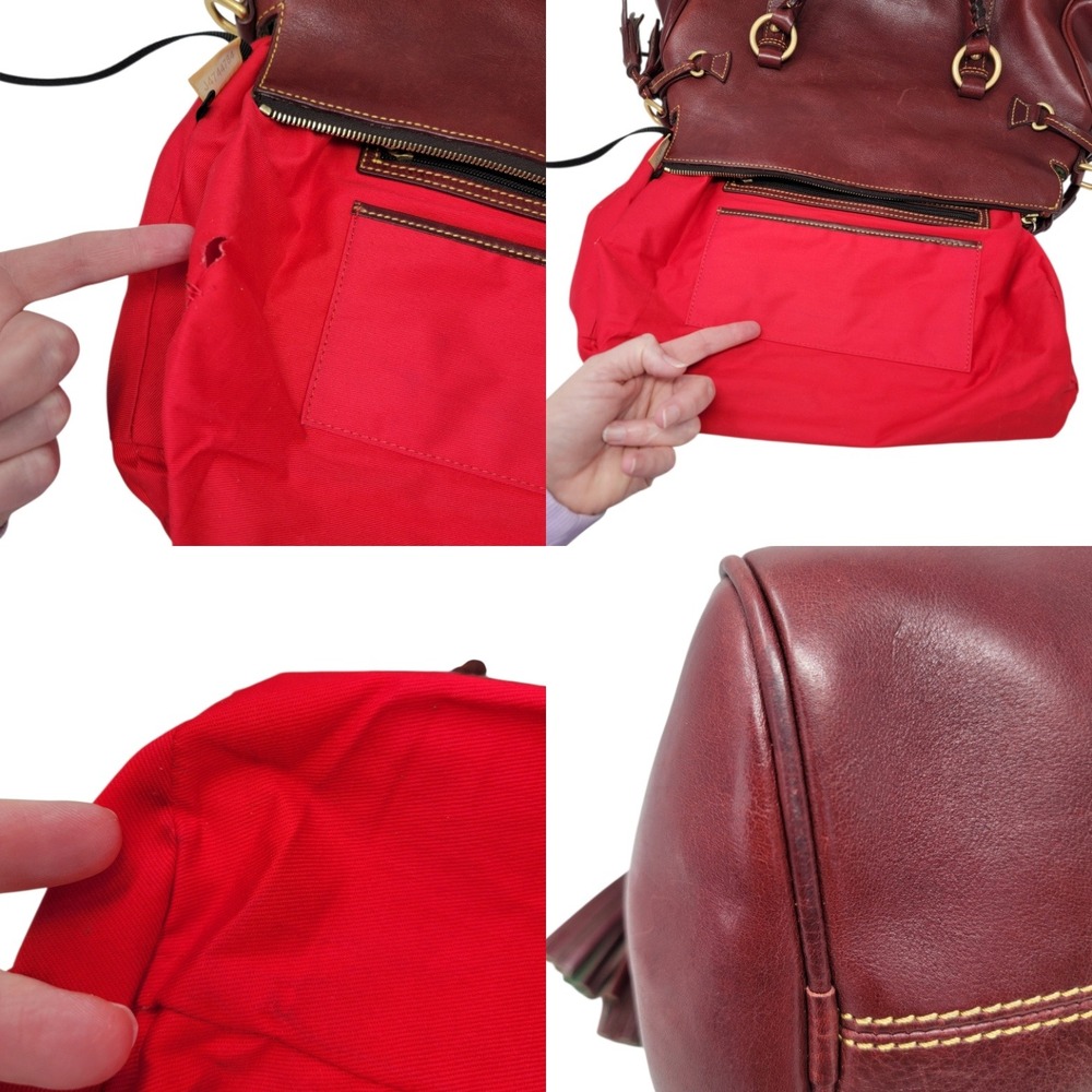 Dooney & Bourke Florentine Satchel Bordeaux Red Vacchetta Leather Tassel Bag - Picture 12 of 15